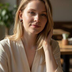 Vintage 1940s-1970s Bergere Amber Clip-On Earrings